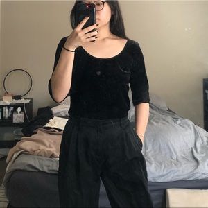 Banana Republic Black Velvet Scoop Neck Top